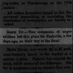 1864 USCT Leave Clarksville for Nashville